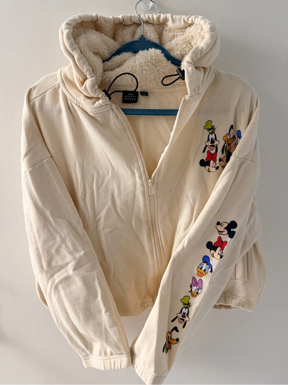 Disney Cream Sherpa-Lined Character Zip Hoodie with Mickey & Friends